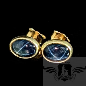 ZŁOTE KOLCZYKI Z SZAFIRAMI GWIAŹDZISTYMI