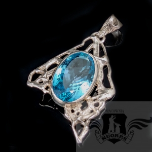 NIEBIAŃSKI TOPAZ W SREBRNEJ SIECI